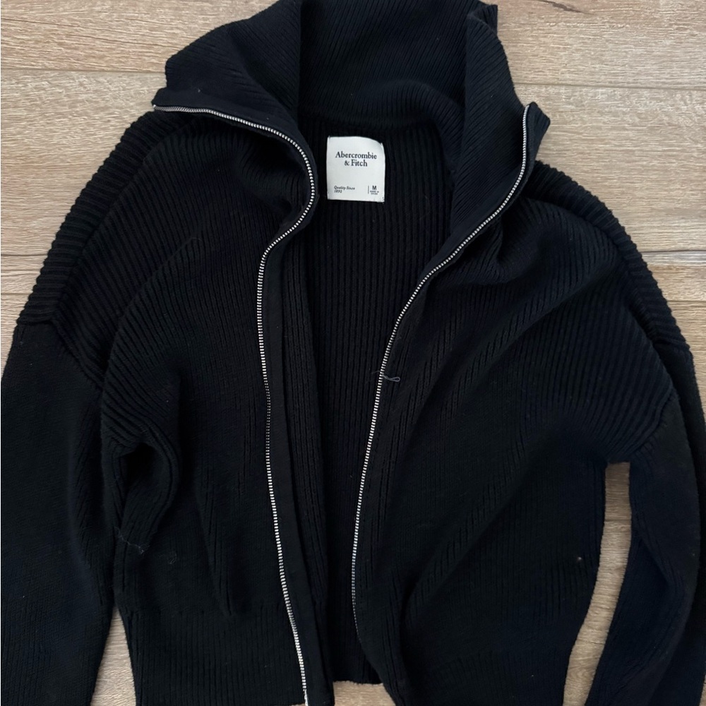 Abercrombie & Fitch Black Ribbed Zip Up